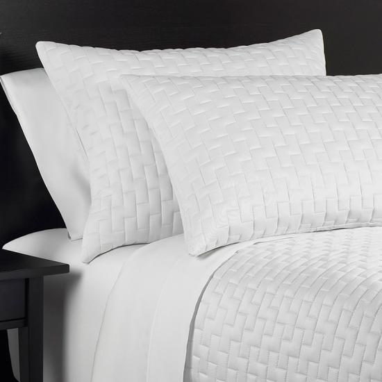 capa de travesseiro de linho de algodão branco geométrica