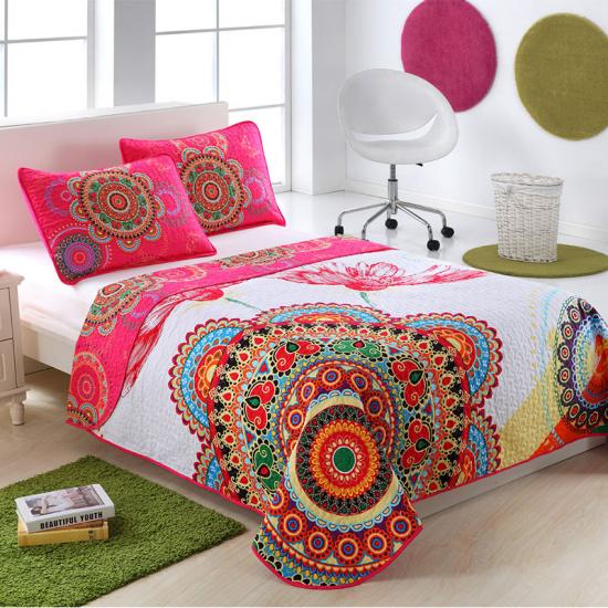 oversized panel colorful flower bedspread