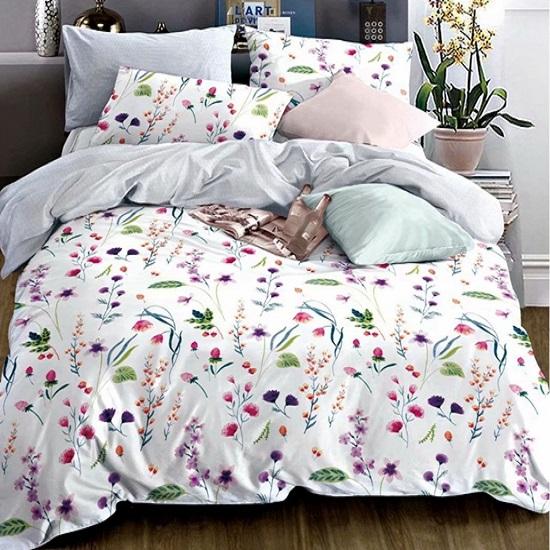 capas de edredão de linho de cama floral